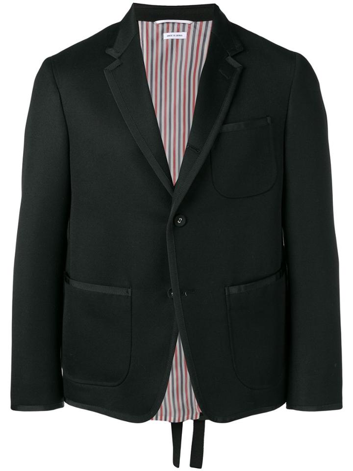Thom Browne Lace-up Cavalry Twill Sport Coat - Black