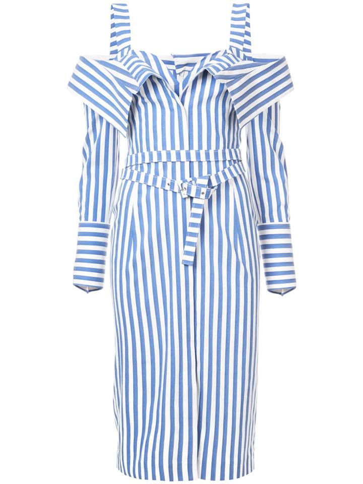 Monse Flap Front Off Shoulder Dress - Blue