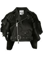 Noir Sliced-sleeve Biker Jacket - Black