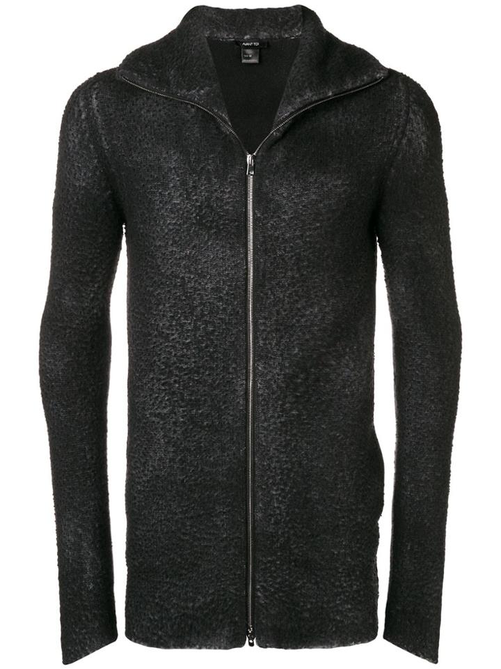 Avant Toi Fuzzy Knit Jacket - Black