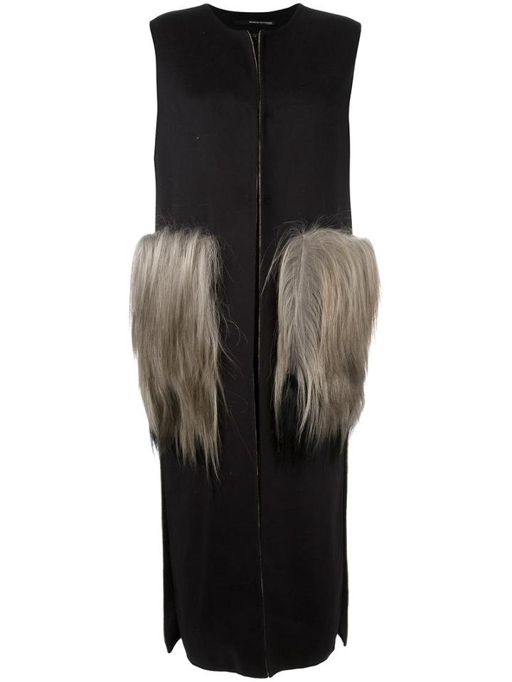 Maurizio Pecoraro Bicolour Long Vest, Women's, Size: 42, Blue, Goat Fur/wool