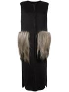 Maurizio Pecoraro Bicolour Long Vest, Women's, Size: 42, Blue, Goat Fur/wool