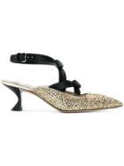 Miu Miu Glittered Ankle Strap Pumps - Metallic