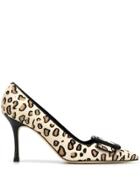 Manolo Blahnik Maysale Leopard Print Pumps - Neutrals