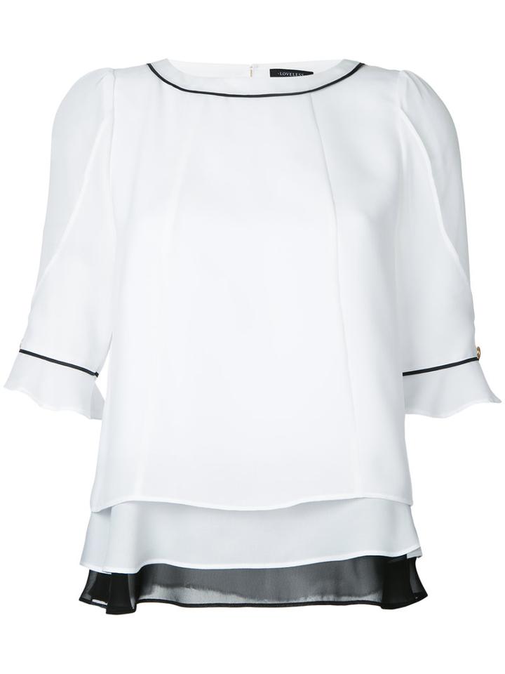 Loveless - Piped Layered Top - Women - Polyester - 34, White, Polyester