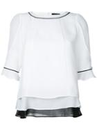 Loveless - Piped Layered Top - Women - Polyester - 34, White, Polyester