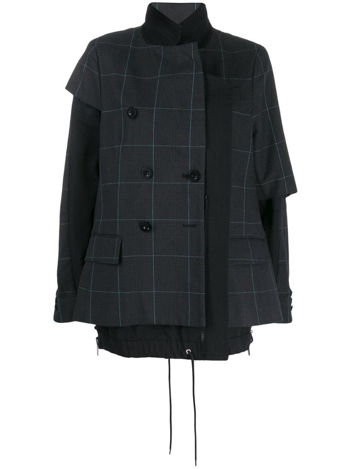 Sacai Check Oversized Jacket - Green