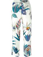 Tory Burch Botanical Print Pants, Women's, Size: 2, White, Silk