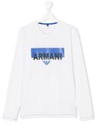 Armani Junior - Logo Long Sleeve T-shirt - Kids - Cotton/spandex/elastane - 16 Yrs, White