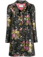 Gucci Pre-owned Floral Jacquard Coat - Black