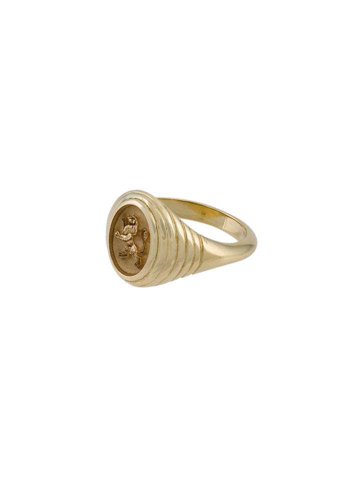 Retrouvai Lion Signet Ring - Metallic