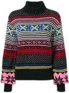Msgm Patterned Knit Roll-neck Sweater - Black
