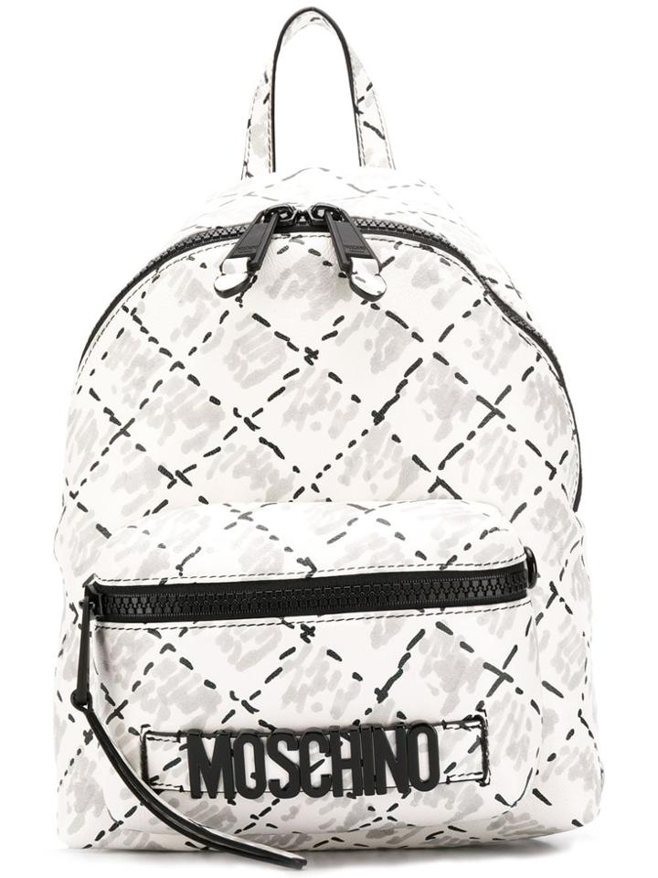 Moschino Printed Backpack - White