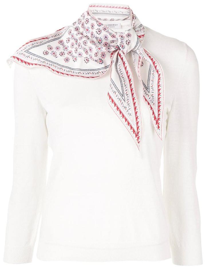 Philosophy Di Lorenzo Serafini Printed Neckerchief Detail Top - White