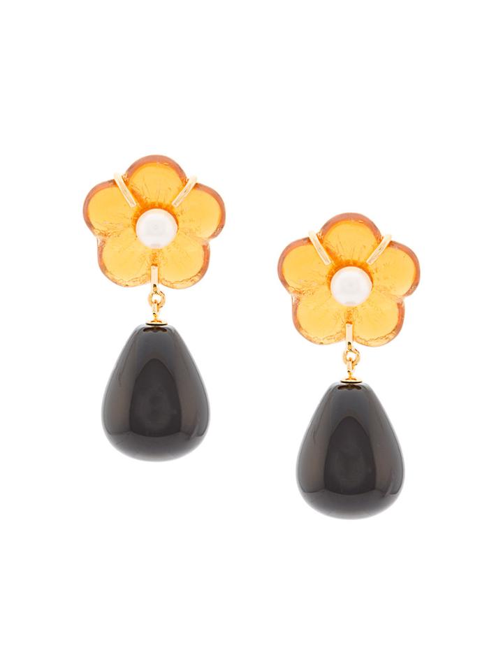 Lizzie Fortunato Jewels Daisy Flower Drop Earrings - Black