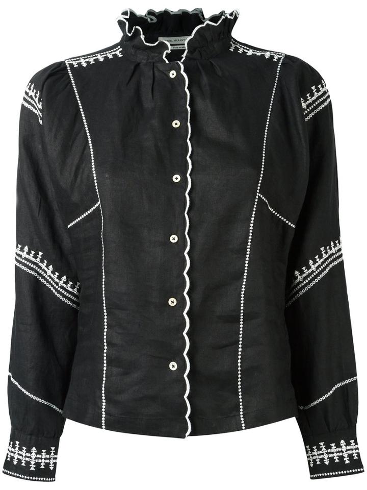 Isabel Marant Étoile - Delphine Blouse - Women - Linen/flax/polyester - 36, Black, Linen/flax/polyester