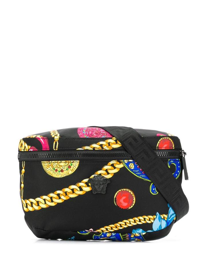 Versace Chain Print Belt Bag - Black