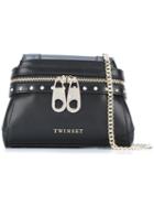 Twin-set Zip Detail Shoulder Bag, Women's, Black, Leather
