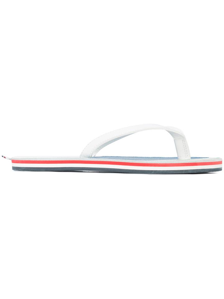 Thom Browne Striped Flat Sandals - White