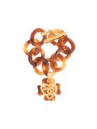 Chanel Vintage Tortoiseshell Cc Heart Bracelet - Brown