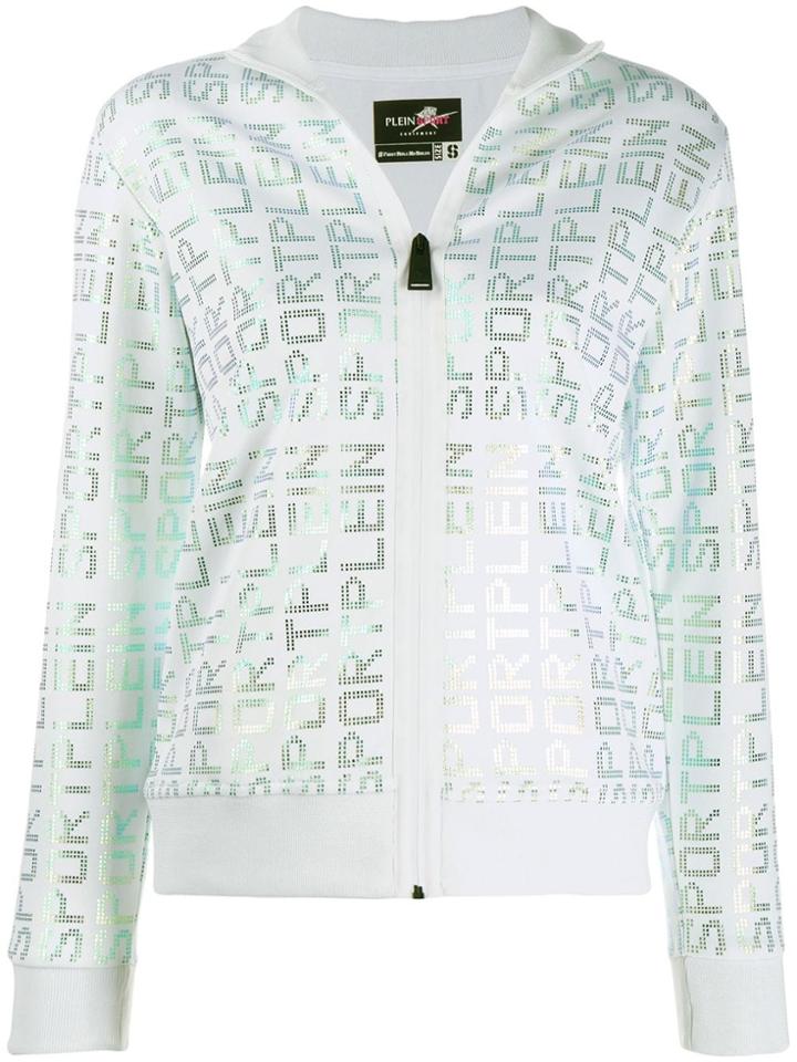 Plein Sport Logo Print Zipped Jacket - White