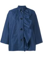 Sofie D'hoore - Ruffle Front Cropped Jacket - Women - Cotton - 38, Blue, Cotton