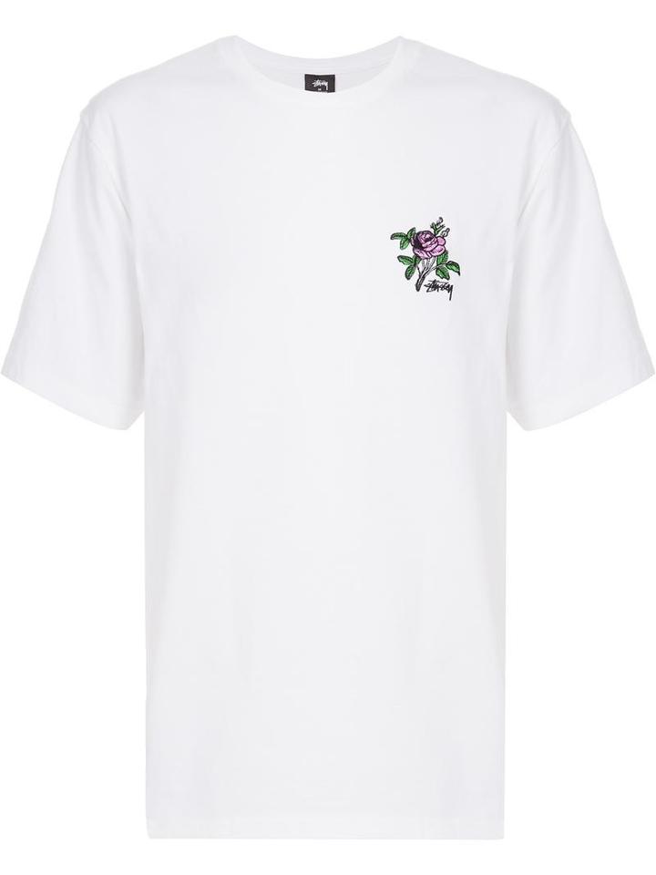 Stussy Floral Embroidery T-shirt, Men's, Size: Xl, White, Cotton