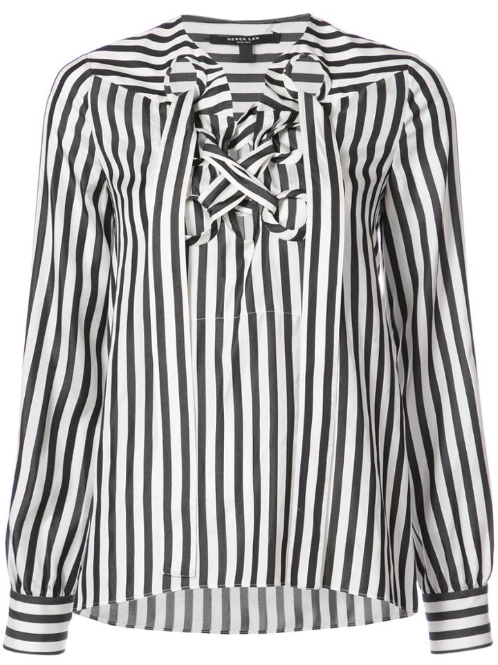 Derek Lam Long Sleeve Lace Up Blouse - White