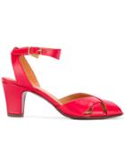 Chie Mihara Mid Heel Open Toe Sandals - Red