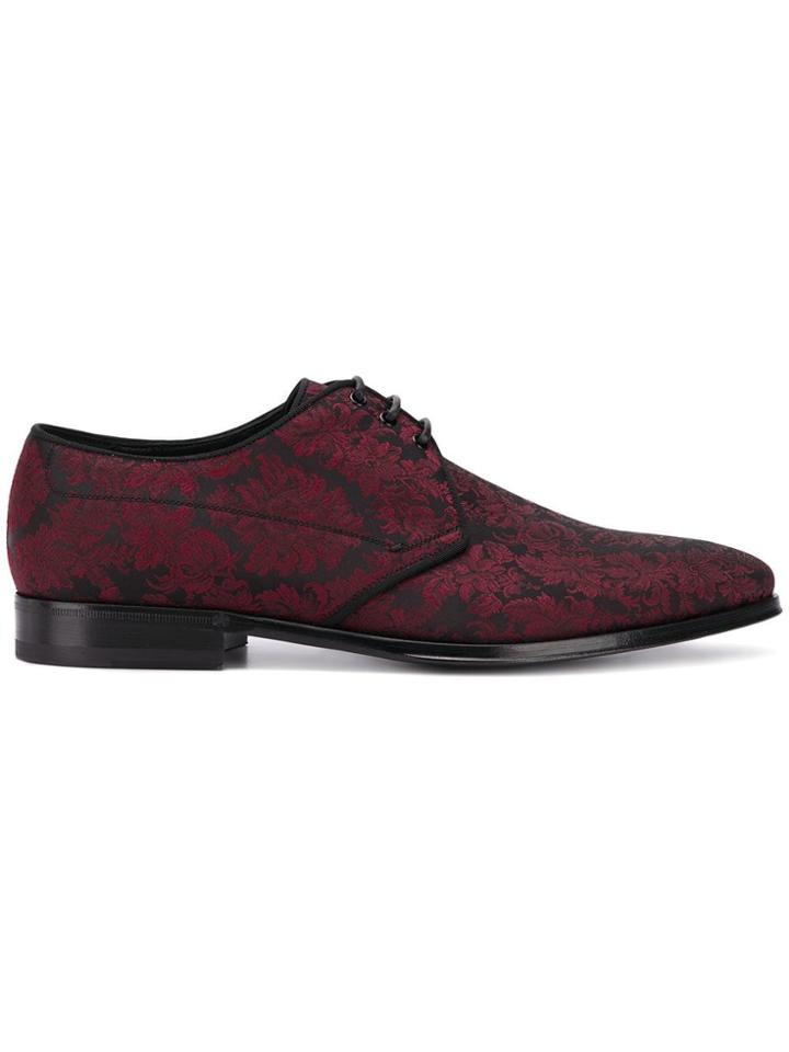 Dolce & Gabbana Floral Brocade Lace-up Shoes - Red