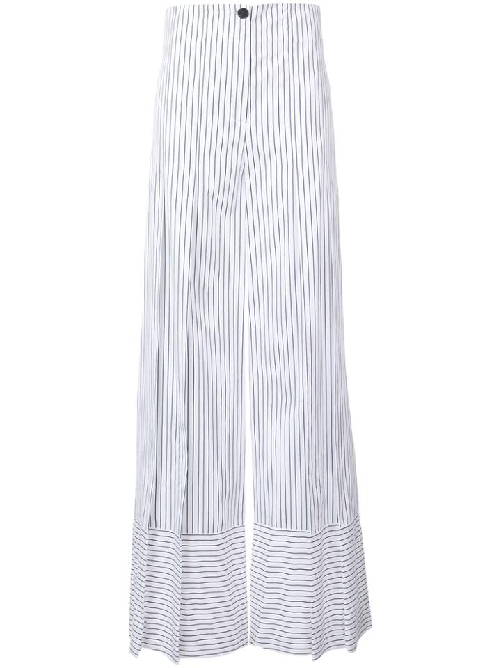 Tome Wide-legged Striped Trousers - Black