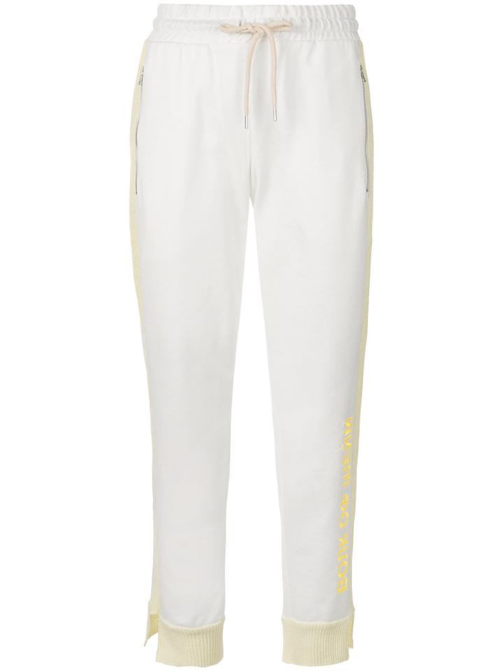 Walk Of Shame Cropped Logoed Track Pants - White