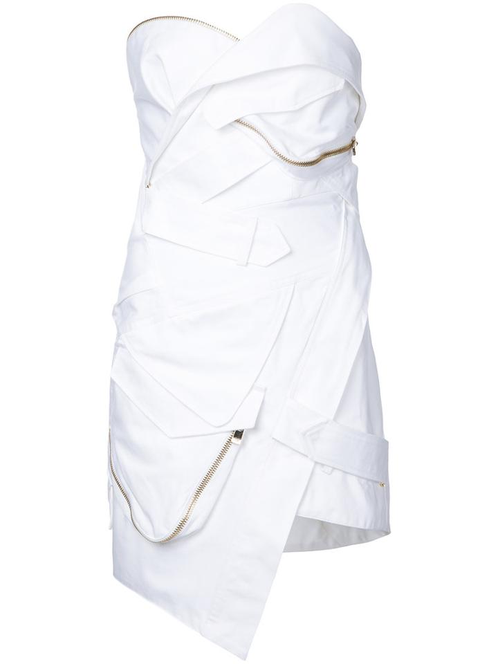 Alexandre Vauthier - Bustier Mini Dress - Women - Cotton - 38, White, Cotton