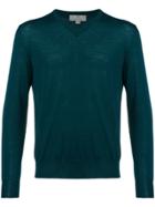 Canali Fine Knit V-neck Sweater - Green