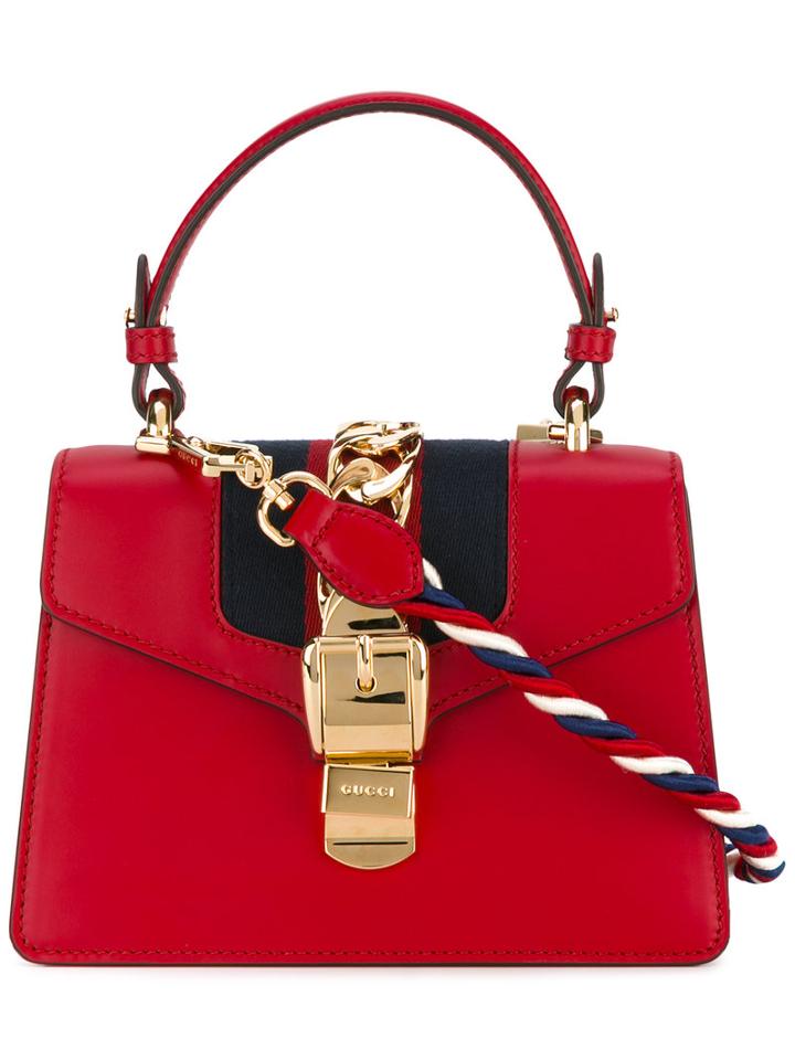 Gucci - Sylvie Leather Mini Bag - Women - Cotton/leather/suede/brass - One Size, Red, Cotton/leather/suede/brass