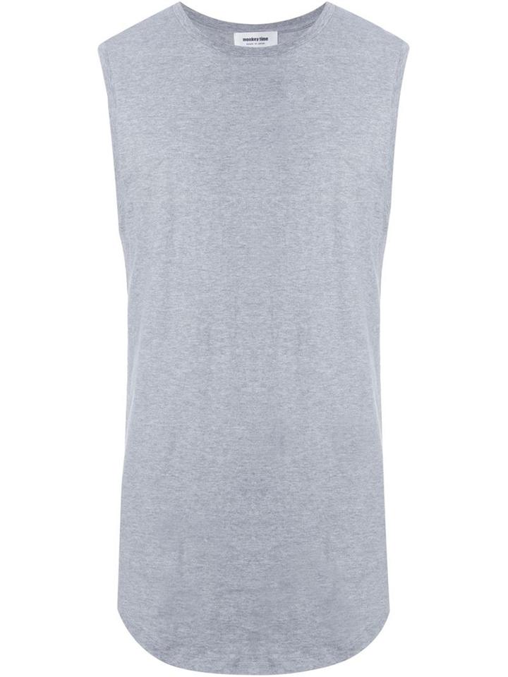 Monkey Time Long Tail Hem Tank, Men's, Size: M, Grey, Cotton