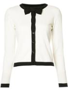 Boutique Moschino - Bow Tie Cardigan - Women - Cotton/virgin Wool - 40, White, Cotton/virgin Wool