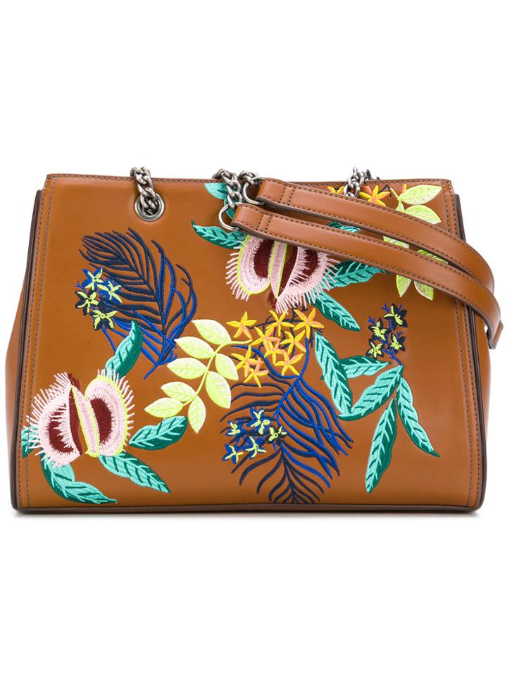 Essentiel Antwerp Embroidered Shoulder Bag - Brown