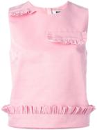 Msgm Ruffled Detail Tank, Women's, Size: 40, Pink/purple, Cotton/polyamide/polyester