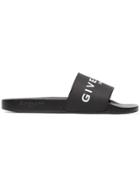 Givenchy Black And White Paris Logo Rubber Slides