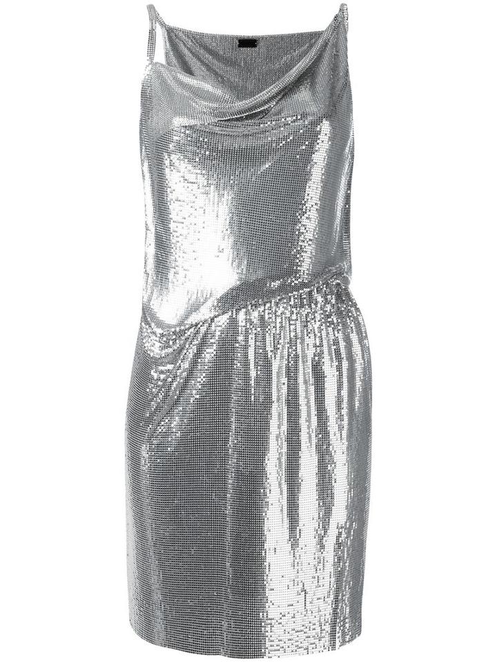 Paco Rabanne Draped Mini Dress, Women's, Size: 36, Grey, Aluminium