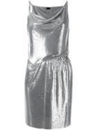 Paco Rabanne Draped Mini Dress, Women's, Size: 36, Grey, Aluminium