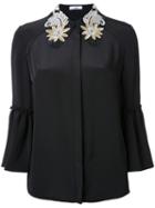 Erdem Embroidered Shirt, Women's, Size: 8, Black, Silk/polyester