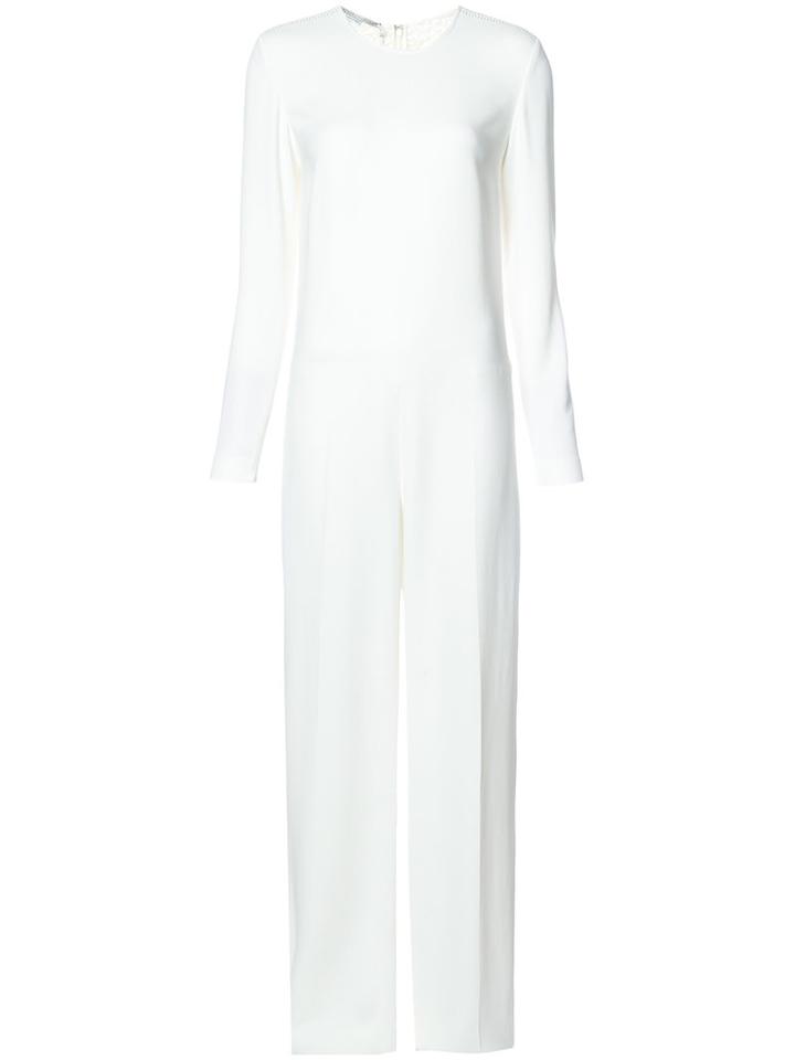 Stella Mccartney - Lace Back Jumpsuit - Women - Spandex/elastane/acetate/viscose - 40, White, Spandex/elastane/acetate/viscose