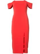 Jay Godfrey Off-shoulders Midi Dress, Women's, Size: 0, Red, Polyester/spandex/elastane