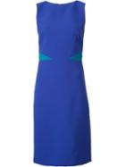 Nicole Miller Contrast Detail Fitted Dress, Women's, Size: 2, Blue, Polyester/spandex/elastane