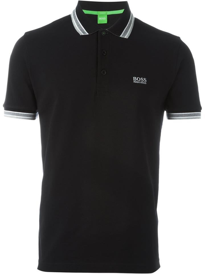 Boss Hugo Boss Striped Collar Polo Shirt - Black