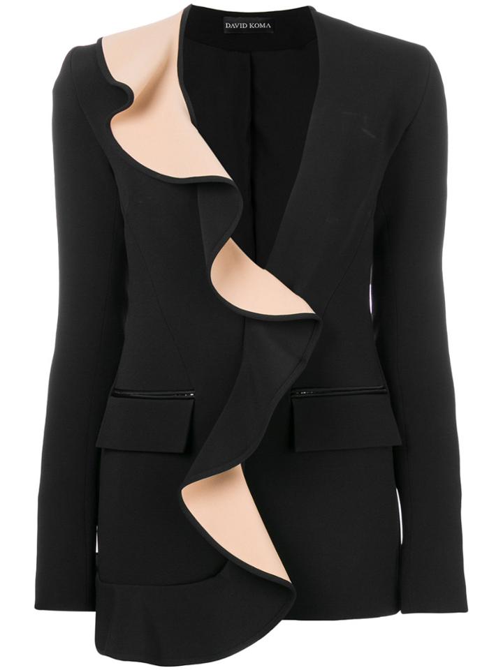 David Koma Ruffled Blazer - Black