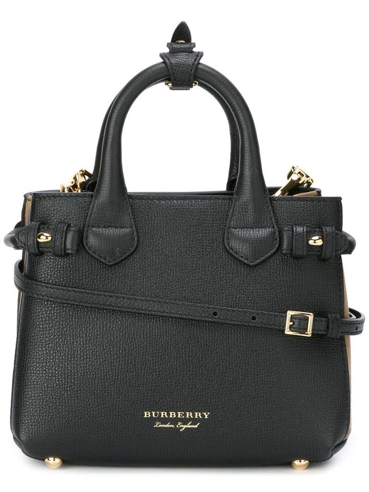 Burberry - House Check Tote Bag - Women - Cotton/calf Leather/metal - One Size, Black, Cotton/calf Leather/metal