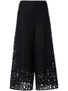 See By Chloé - 'floral Embroidered Lace' Flared Trousers - Women - Cotton/polyamide/viscose - 38, Black, Cotton/polyamide/viscose